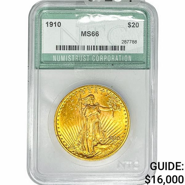 1910 $20 Gold Double Eagle NTC MS66