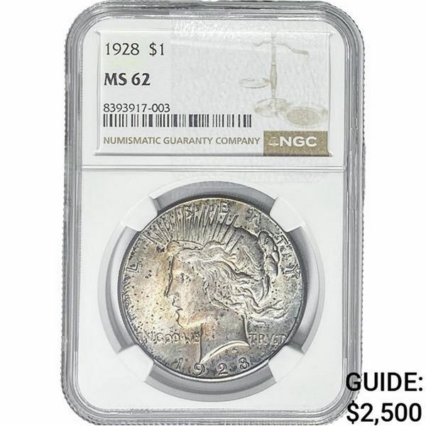 1928 Silver Peace Dollar NGC MS62