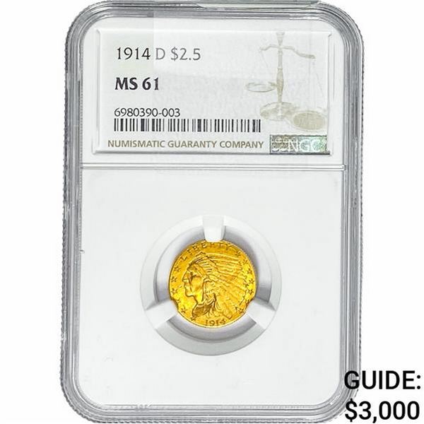 1914-D $2.50 Gold Quarter Eagle NGC MS61
