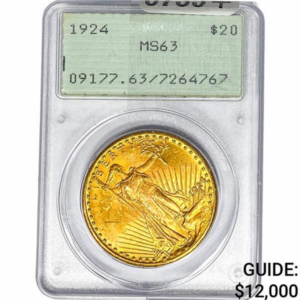 1924 $20 Gold Double Eagle PCGS MS63