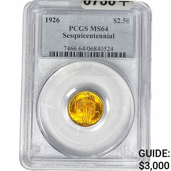1926 Sesquincentennial $2.50 Gold Quarter Eagle PCGS MS64