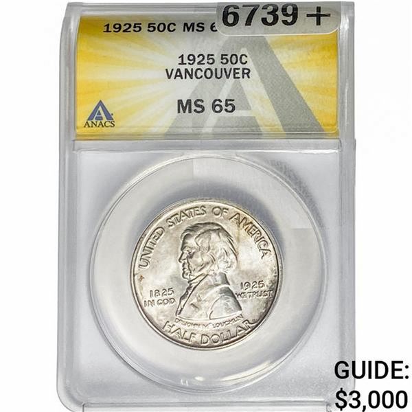1925 Vancouver Half Dollar ANACS MS65