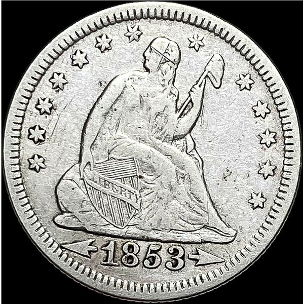 1853 Arrows/Rays Seated Liberty Quarter LIGHTLY CIRCULATED