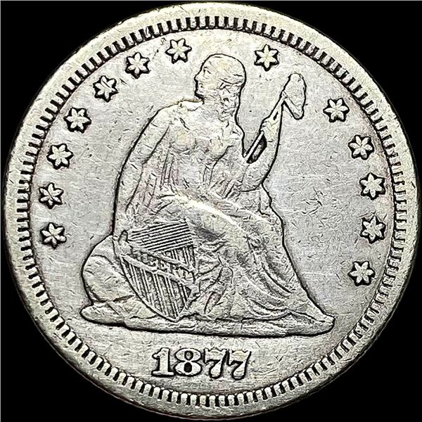 1877-CC Silver Seated Liberty Quarter NEARLY UNCIRCULATED