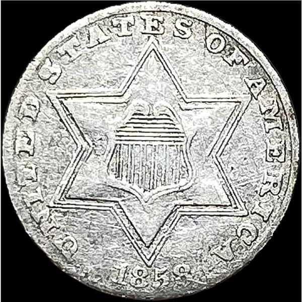 1858 Silver Three-Cent Piece LIGHTLY CIRCULATED