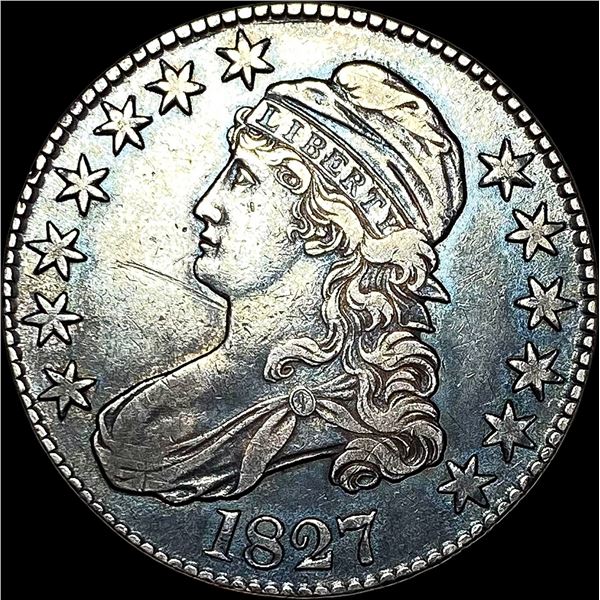 1827 Capped Bust Half Dollar Toned NEARLY UNCIRCULATED