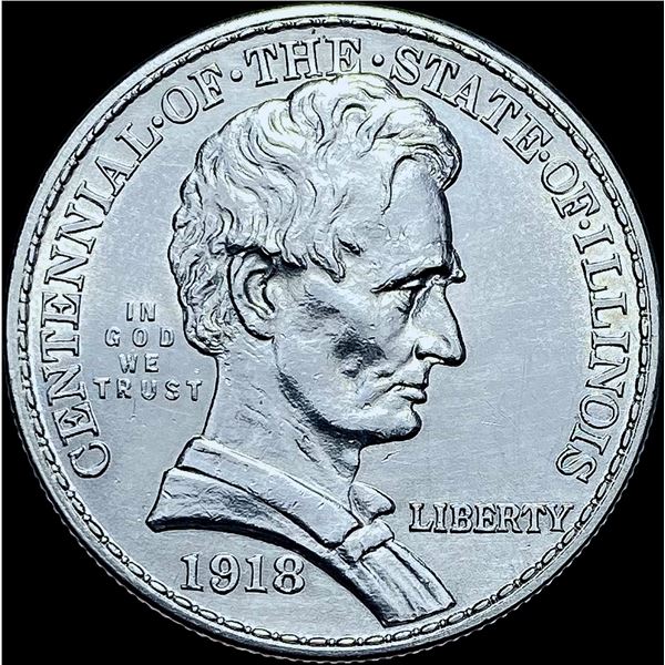 1918 Silver Illinois Half Dollar GEM BU