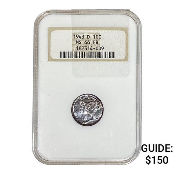 1943-D Mercury Silver Dime NGC MS66 FB