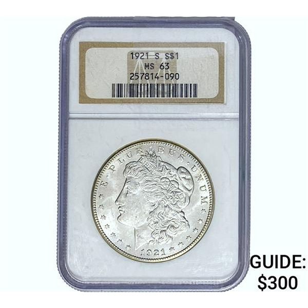 1921-S Morgan Silver Dollar NGC MS63