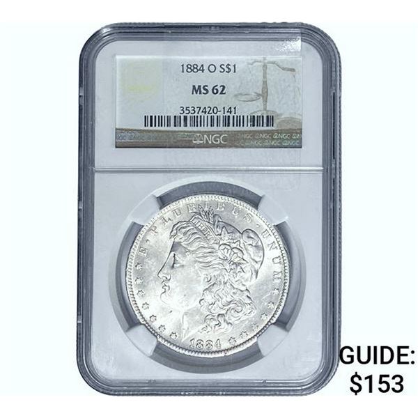 1884-O Morgan Silver Dollar NGC MS62