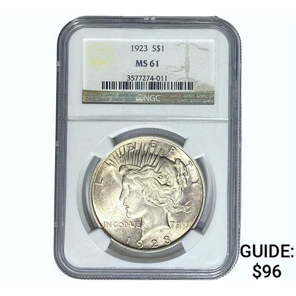 1923 Silver Peace Dollar NGC MS61