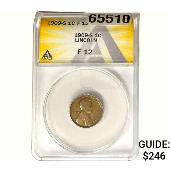 1909-S Lincoln Memorial Cent ANACS F12