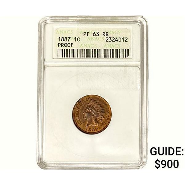 1887 Indian Head Cent ANACS PF63 RB