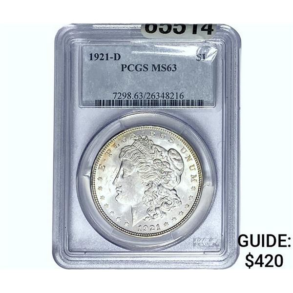 1921-D Morgan Silver Dollar PCGS MS63