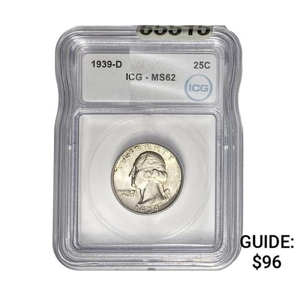 1939-S Washington Silver Quarter ICG MS62