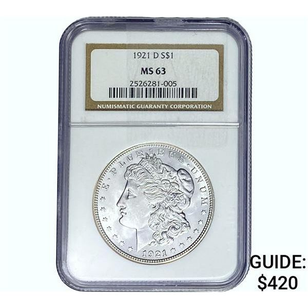 1921-D Morgan Silver Dollar NGC MS63