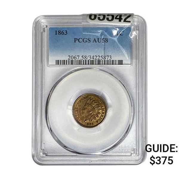 1863 Indian Head Cent PCGS AU58