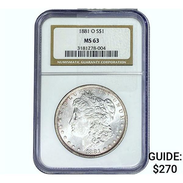 1881-O Morgan Silver Dollar NGC MS63