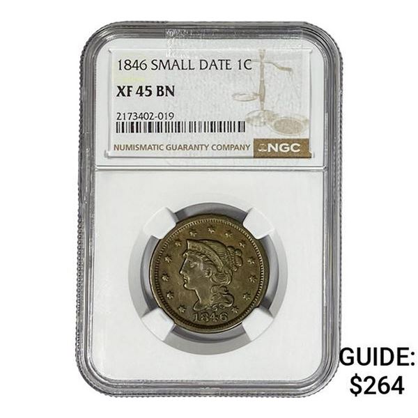 1846 Braided Hair Large Cent NGC XF45 BN