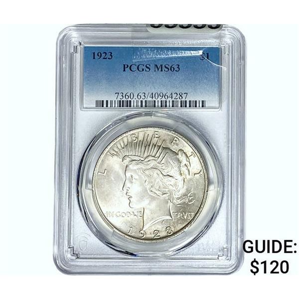 1923 Silver Peace Dollar PCGS MS63