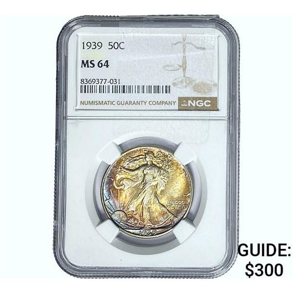 1939 Walking Liberty Half Dollar NGC MS64