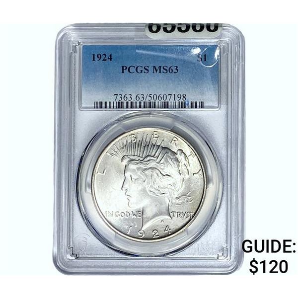 1924 Silver Peace Dollar PCGS MS63