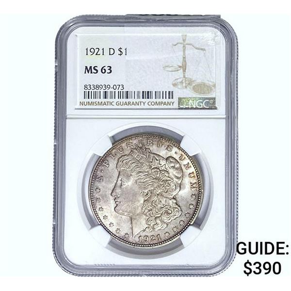 1921-D Morgan Silver Dollar NGC MS63