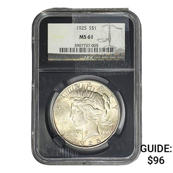 1925 Silver Peace Dollar NGC MS61