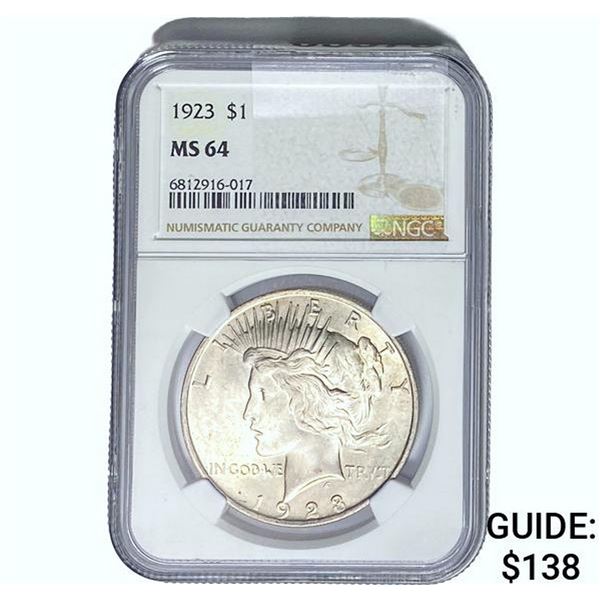 1923 Silver Peace Dollar NGC MS64