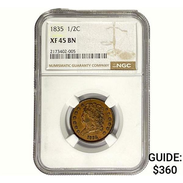 1835 Classic Head Half Cent NGC XF45 BN