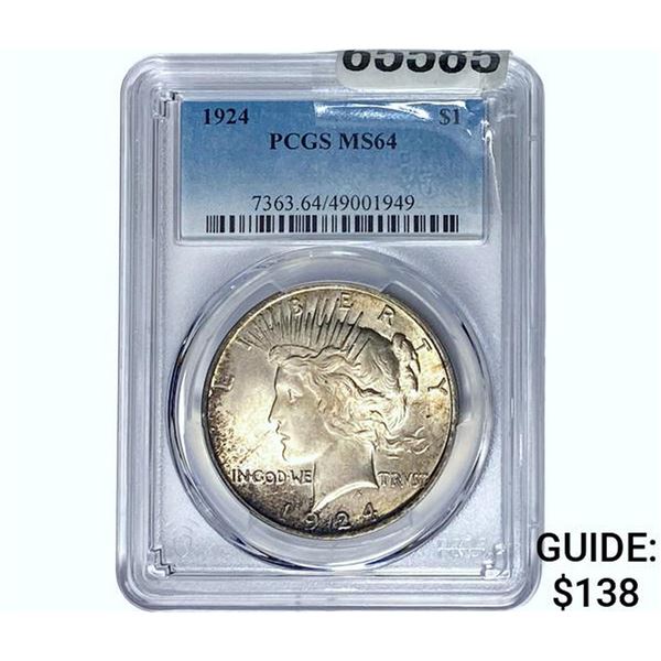 1924 Silver Peace Dollar PCGS MS64
