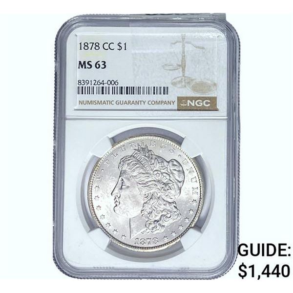 1878-CC Morgan Silver Dollar NGC MS63