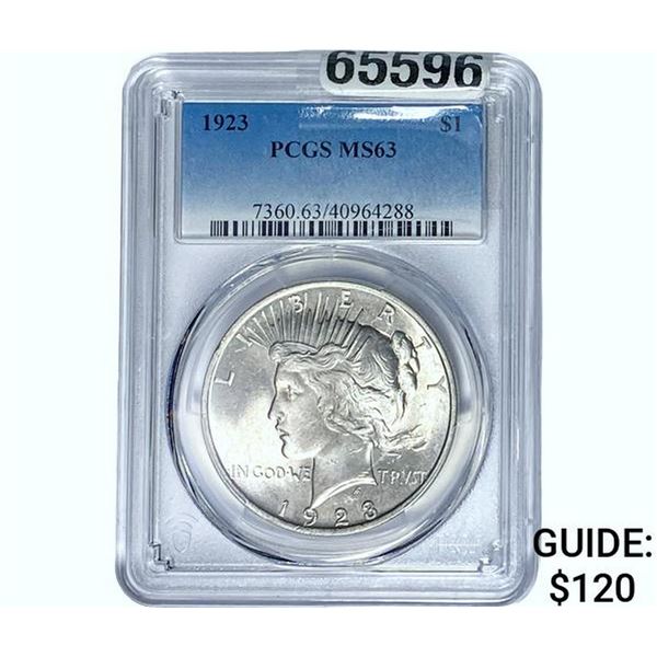 1923 Silver Peace Dollar PCGS MS63