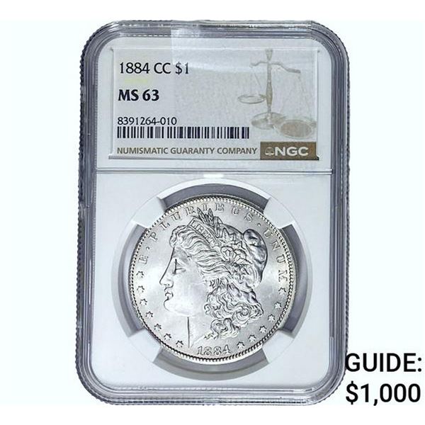 1884-CC Morgan Silver Dollar NGC MS63