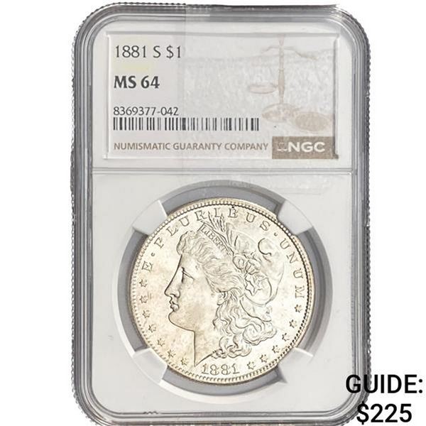 1881-S Morgan Silver Dollar NGC MS64