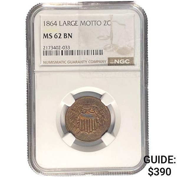 1864 Two Cent Piece NGC MS62