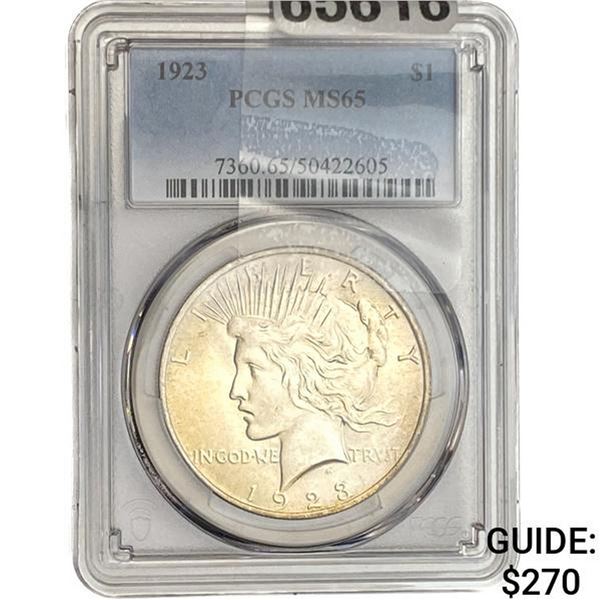 1923 Silver Peace Dollar PCGS MS65
