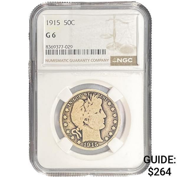 1915 Barber Half Dollar NGC G6