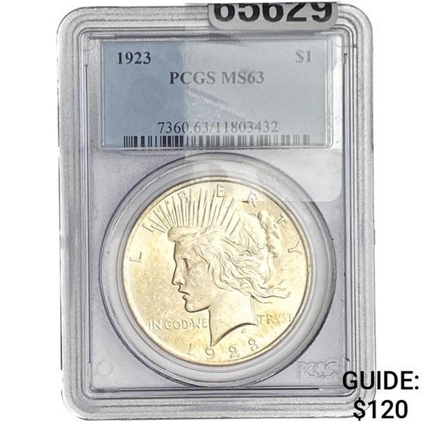 1923 Silver Peace Dollar PCGS MS63