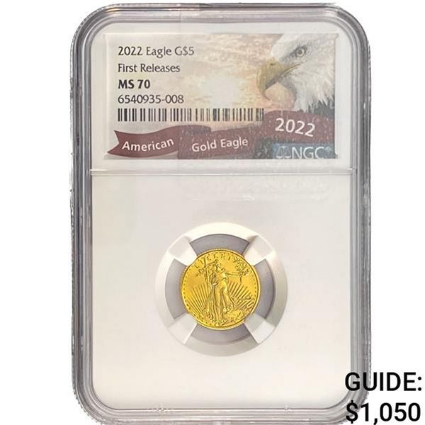 2022 $5 Gold Half Eagle NGC MS70 First Releases