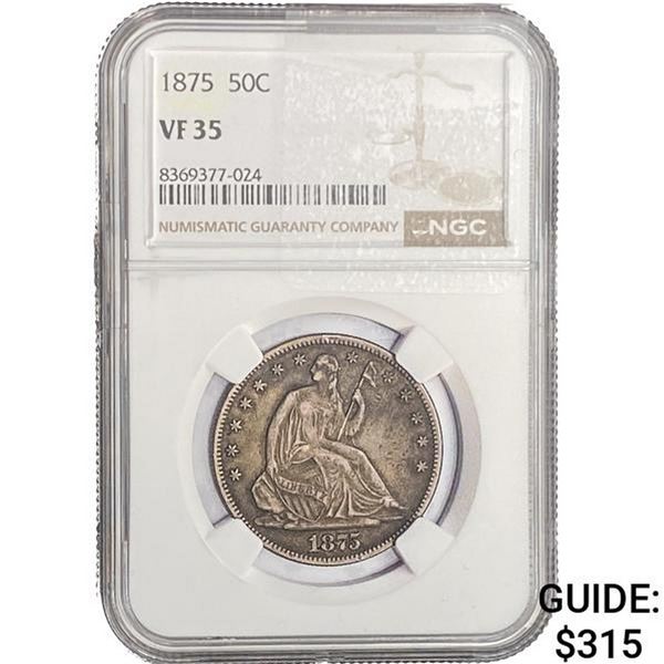 1875 Seated Liberty Half Dollar NGC VF35