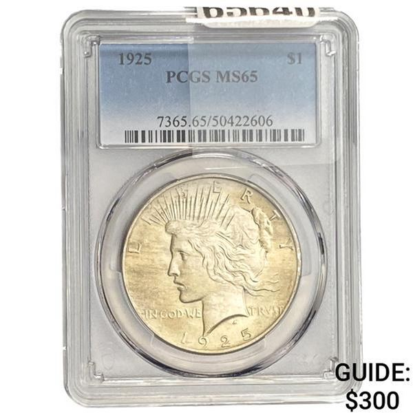 1925 Silver Peace Dollar PCGS MS65