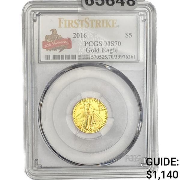 2016 $5 Gold Half Eagle PCGS MS70