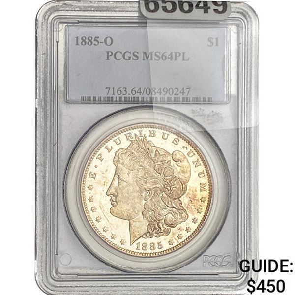 1885-O Morgan Silver Dollar PCGS MS64 PL