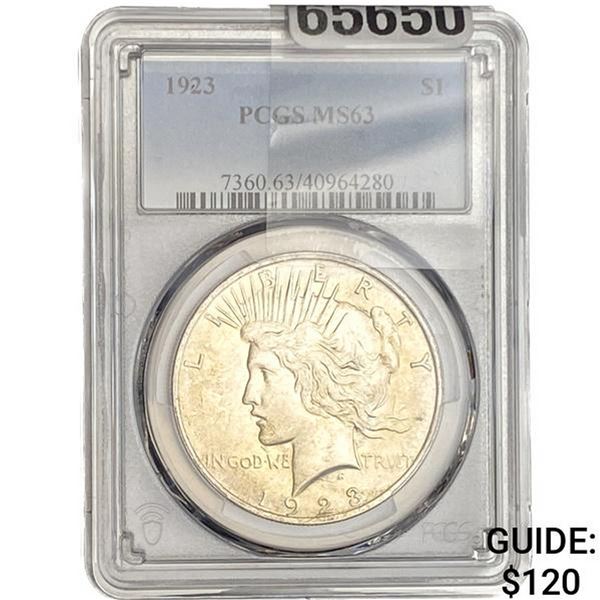 1923 Silver Peace Dollar PCGS MS63