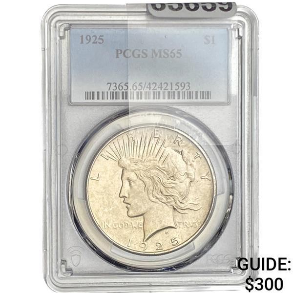 1925 Silver Peace Dollar PCGS MA65