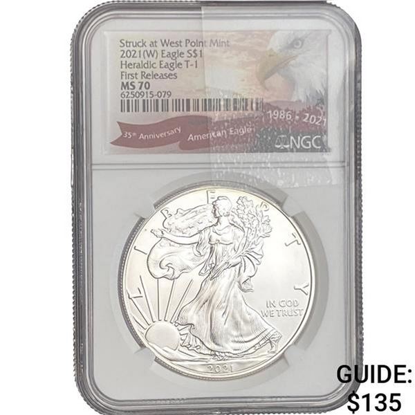 2021-W Silver Eagle NGC MS70 Heraldic Eagle T-1