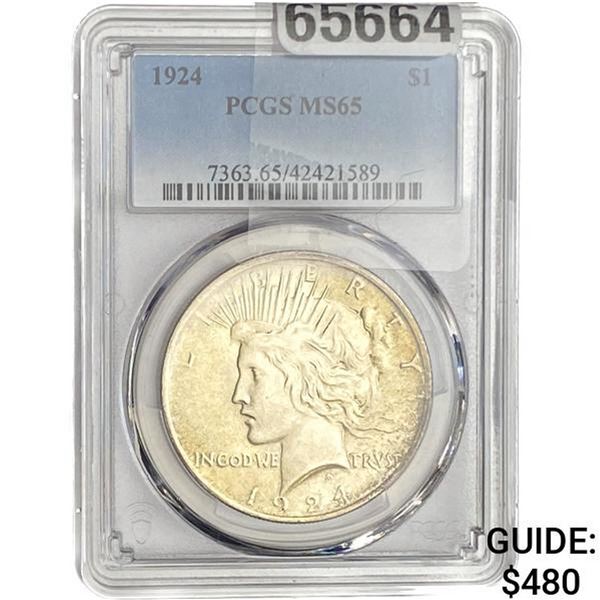 1924 Silver Peace Dollar PCGS MS65