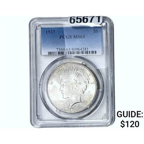 1923 Silver Peace Dollar PCGS MS63