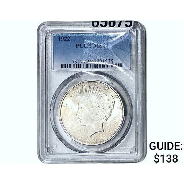 1922 Silver Peace Dollar PCGS MS64